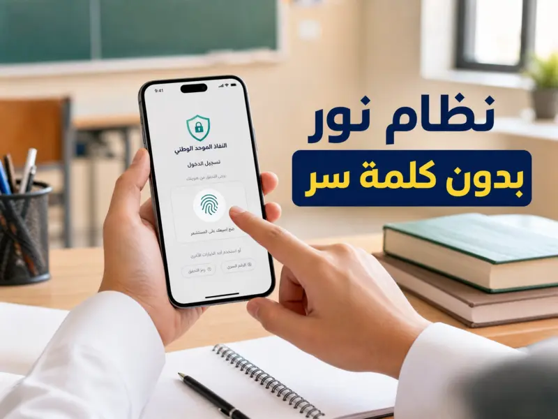خطوات تسجيل الدخول في نظام نور بدون كلمة سر باستخدام الجوال والهوية الوطنية.