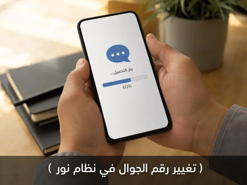 اسمارٹ فون پر لوڈنگ میسج، نظام نور میں موبائل نمبر کی تبدیلی کے مسائل کا حل۔ ( تغيير رقم الجوال في نظام نور )