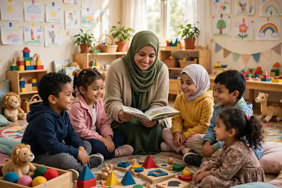 أنواع الروضات المعتمدة في السعودية أنواع الروضات المعتمدة في السعودية — معلمة تقرأ قصة لأطفال الروضة