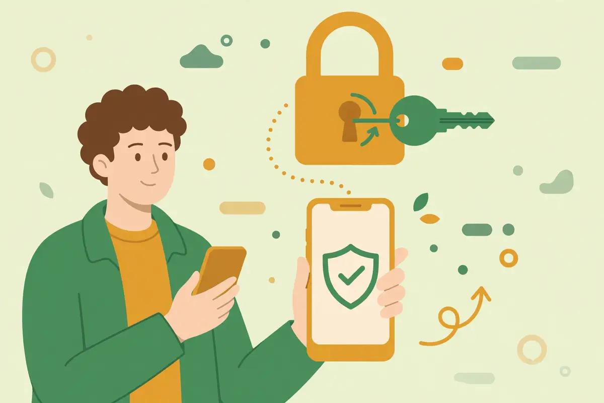 تغيير كلمة السر في نظام نور 1448 نظام نور تغيير كلمة السر — شخص يغيّر كلمة المرور عبر الجوال بأمان