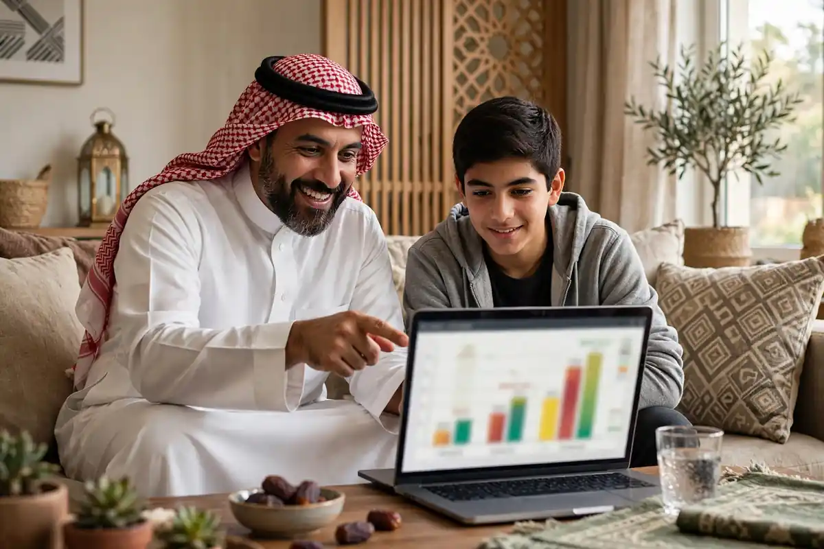 نظام نور تقدير الدرجات - ولي أمر يطالع تقديرات ابنه في نظام نور