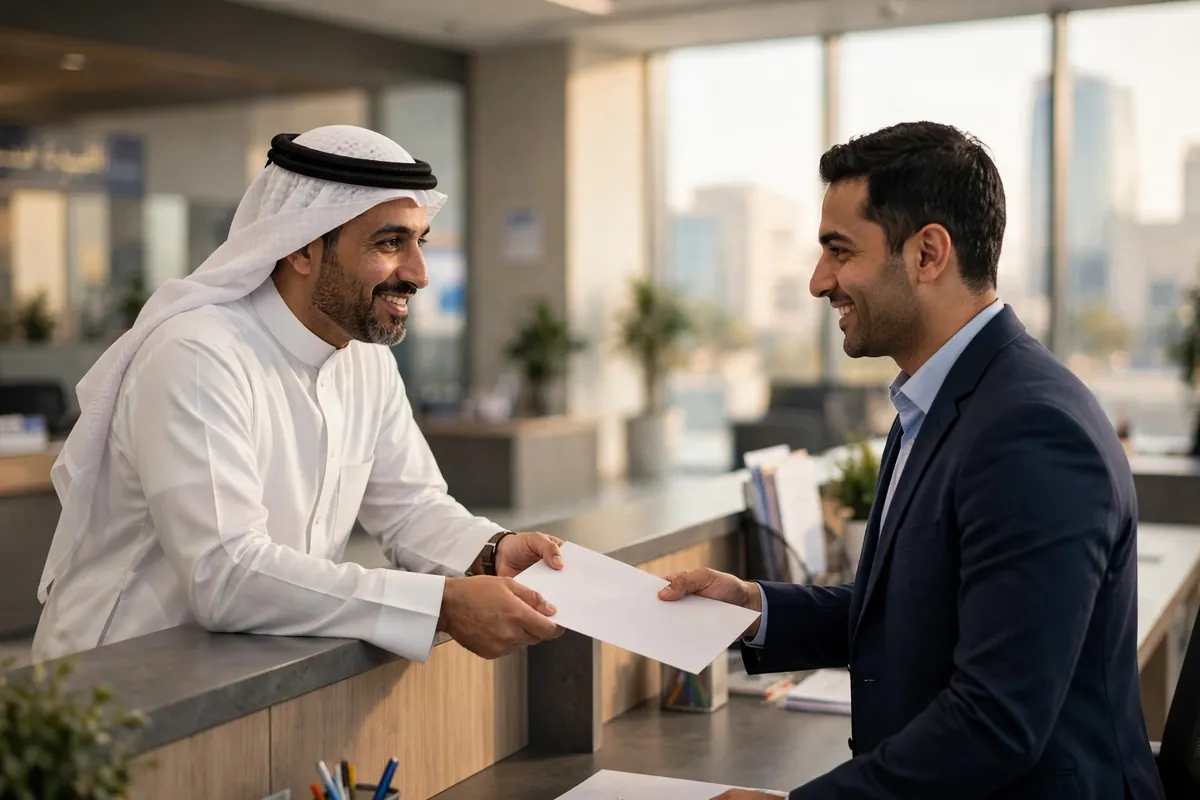 استخدامات تعريف الطالب في نظام نور تعريف الطالب في نظام نور — ولي أمر يسلّم ورقة التعريف الرسمية لموظف جهة حكومية